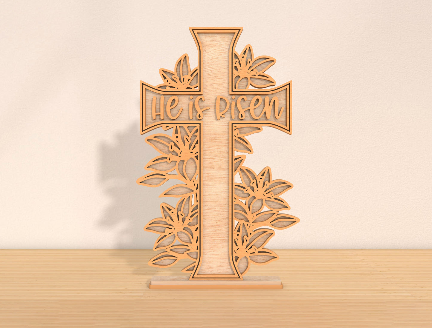 Multilayer Cross Lily SVG Bundle Christian Floral Faith for LightBurn