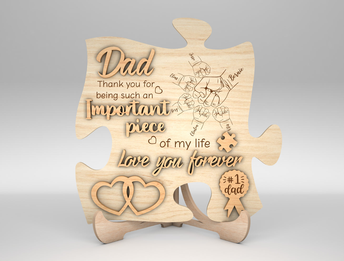 Dad Heart Puzzle Map Sign SVG Laser Cut File for Glowforge and LightBurn