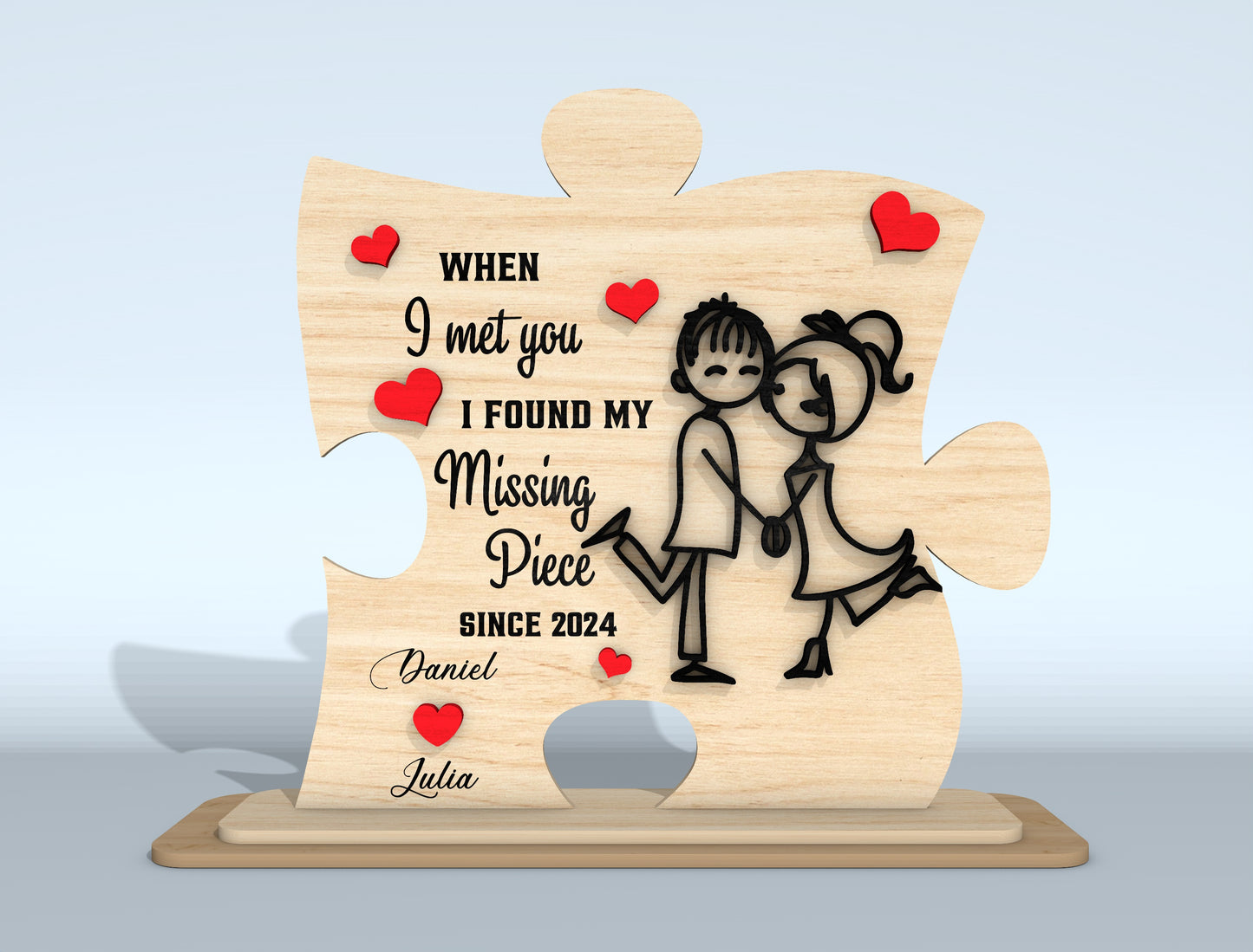 Personalized Puzzle Couple Plaque SVG Bundle Laser Cut File for Glowforge and xTool