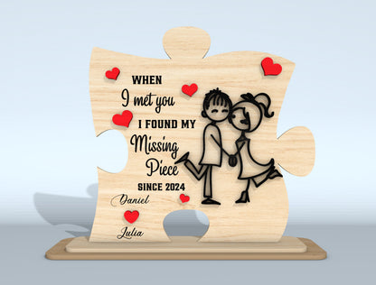 Personalized Puzzle Couple Plaque SVG Bundle Laser Cut File for Glowforge and xTool