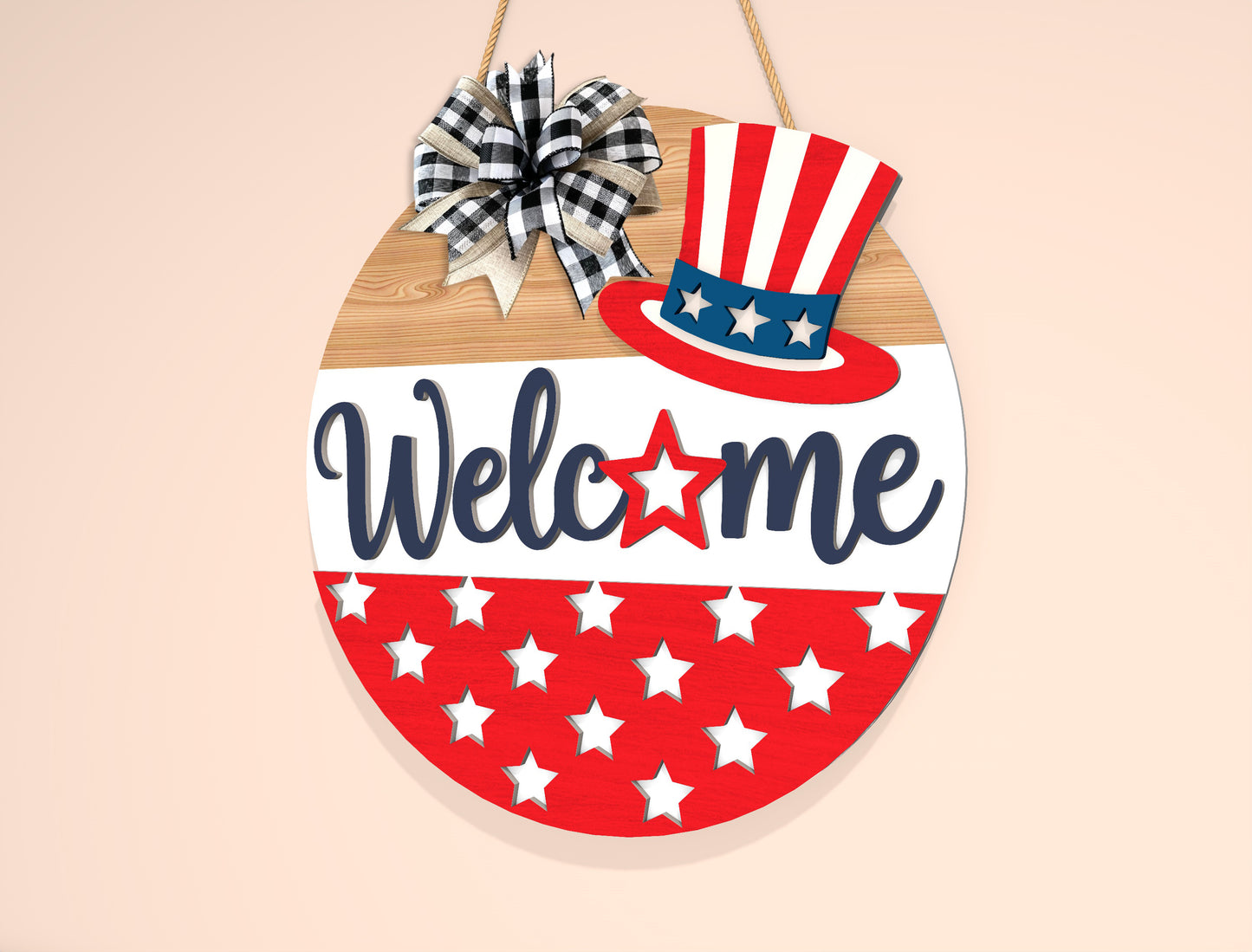 Patriotic Welcome Door Sign SVG Laser Cut File for xTool Users