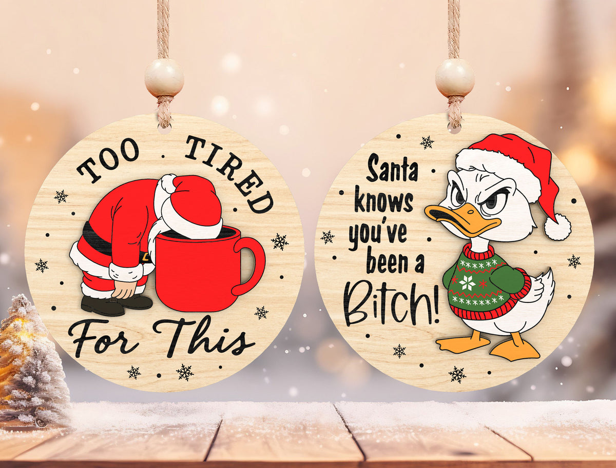 Funny Sassy Christmas Round Ornament SVG Bundle 2