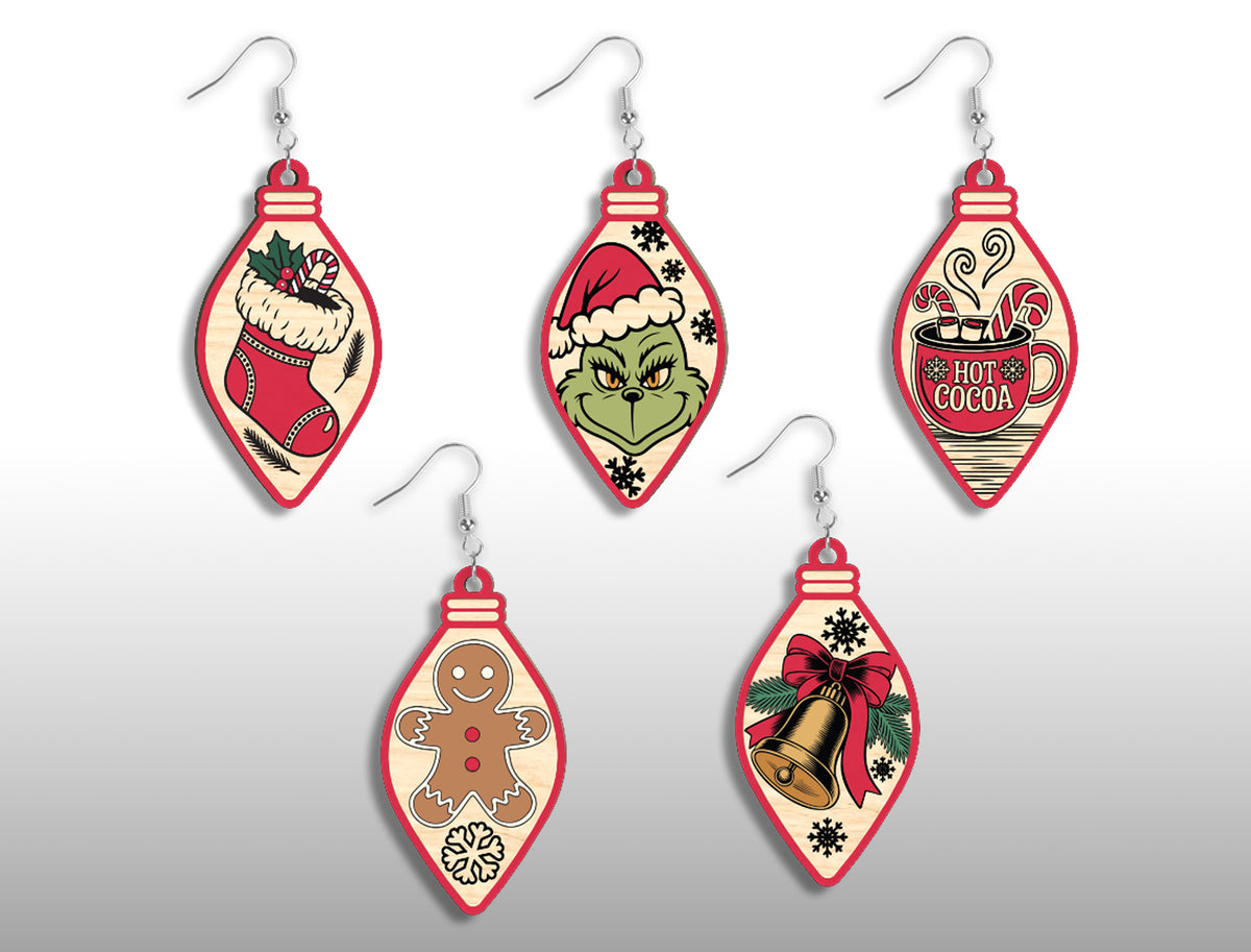 Christmas Light Bulb Ornament SVG Engraved Laser Cut File