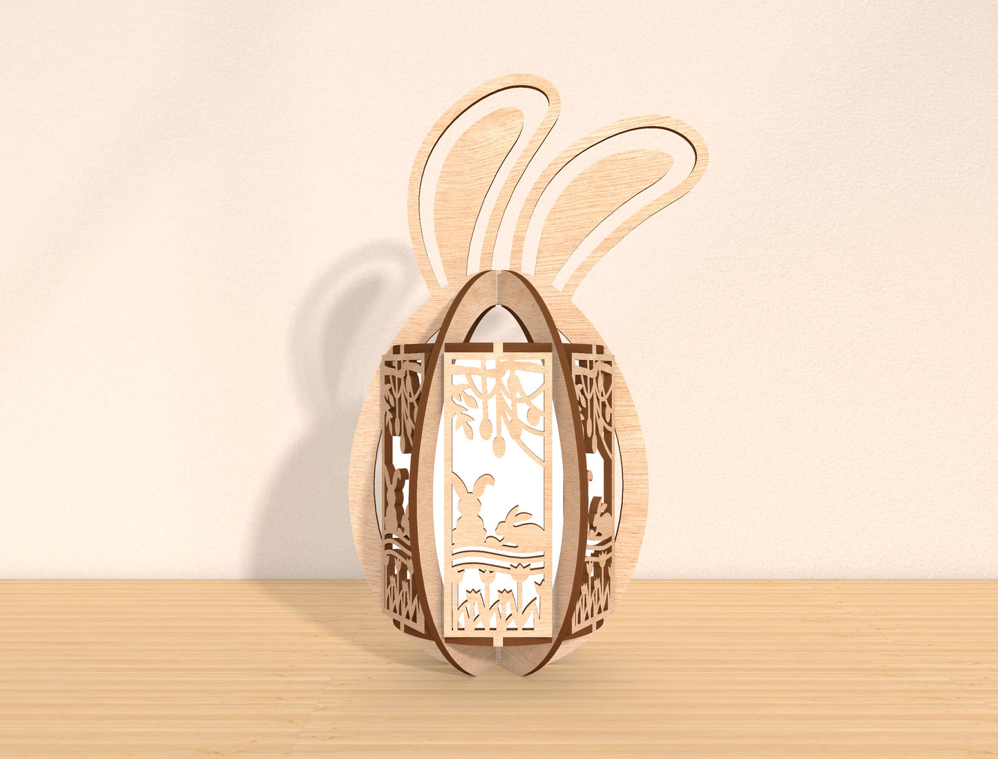Easter Bunny Lantern Laser Cut File | DIY Wooden Bunny Light Decor | Spring Home Accent | Glowforge, xTool, LightBurn, etc.