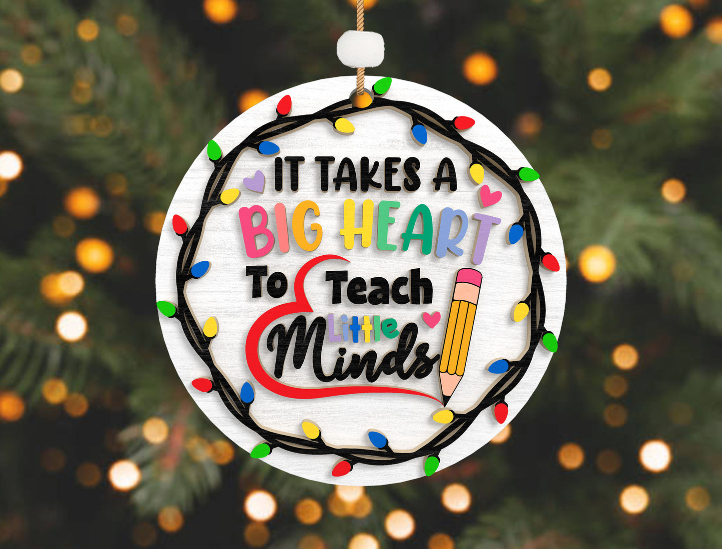Personalized Teacher Christmas Ornament SVG Laser Cut File for Glowforge and LightBurn