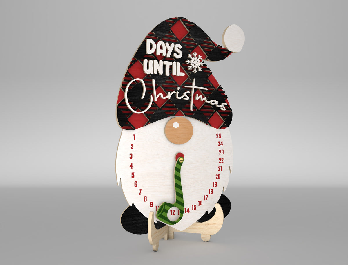 Christmas Gnome Countdown SVG Days Until Christmas Laser Cut File