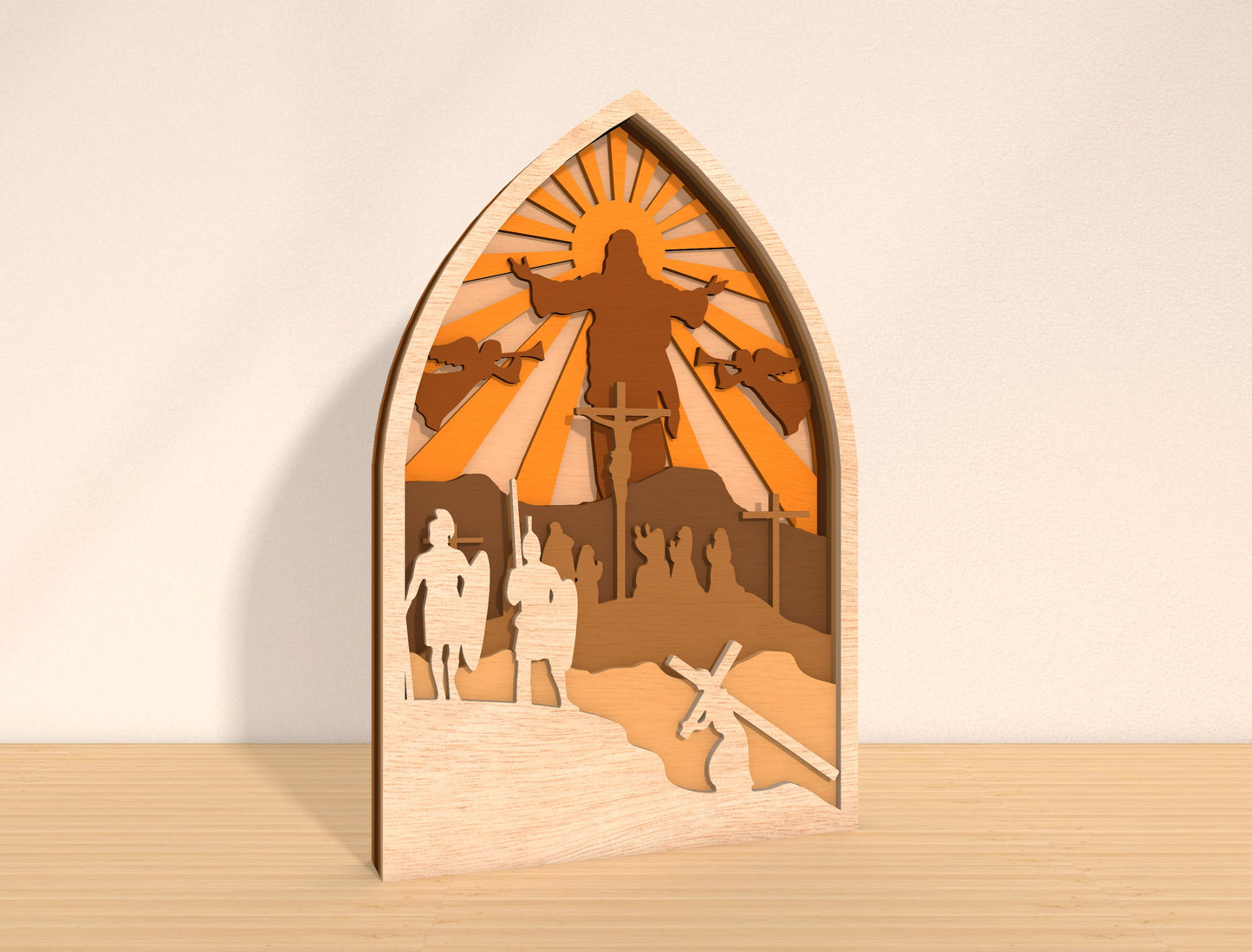 Easter Cross Scene SVG 7 Layer Multilayer Arch for Glowforge and xTool