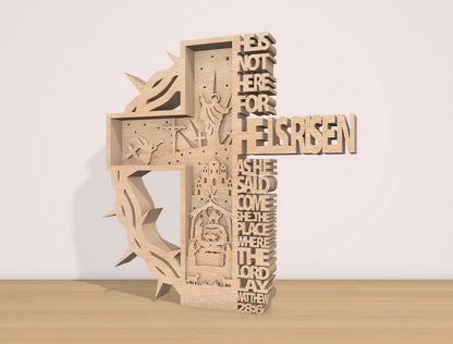 He Is Risen Multilayer Cross SVG 8 Layer Christian for LightBurn and xTool