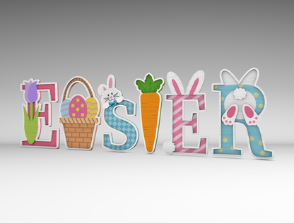 EASTER Multilayer Letter Bunny Egg Tabletop Sign SVG for Glowforge