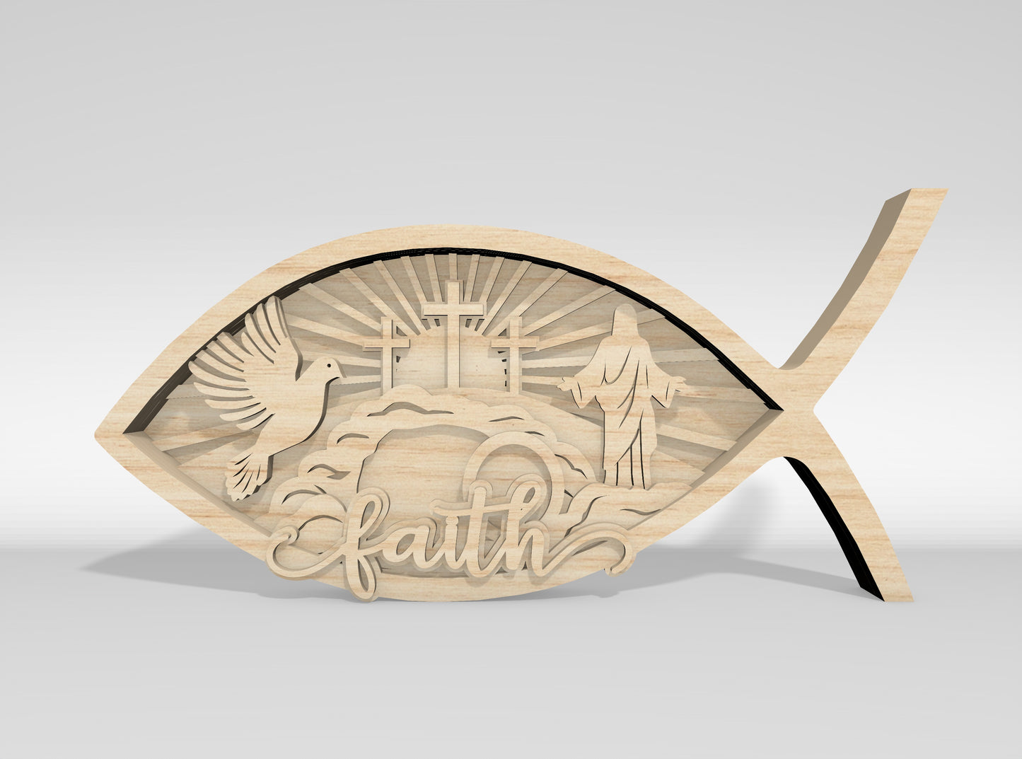 He Is Risen Jesus Faith Ichthys Multilayer SVG Bundle for Glowforge and xTool
