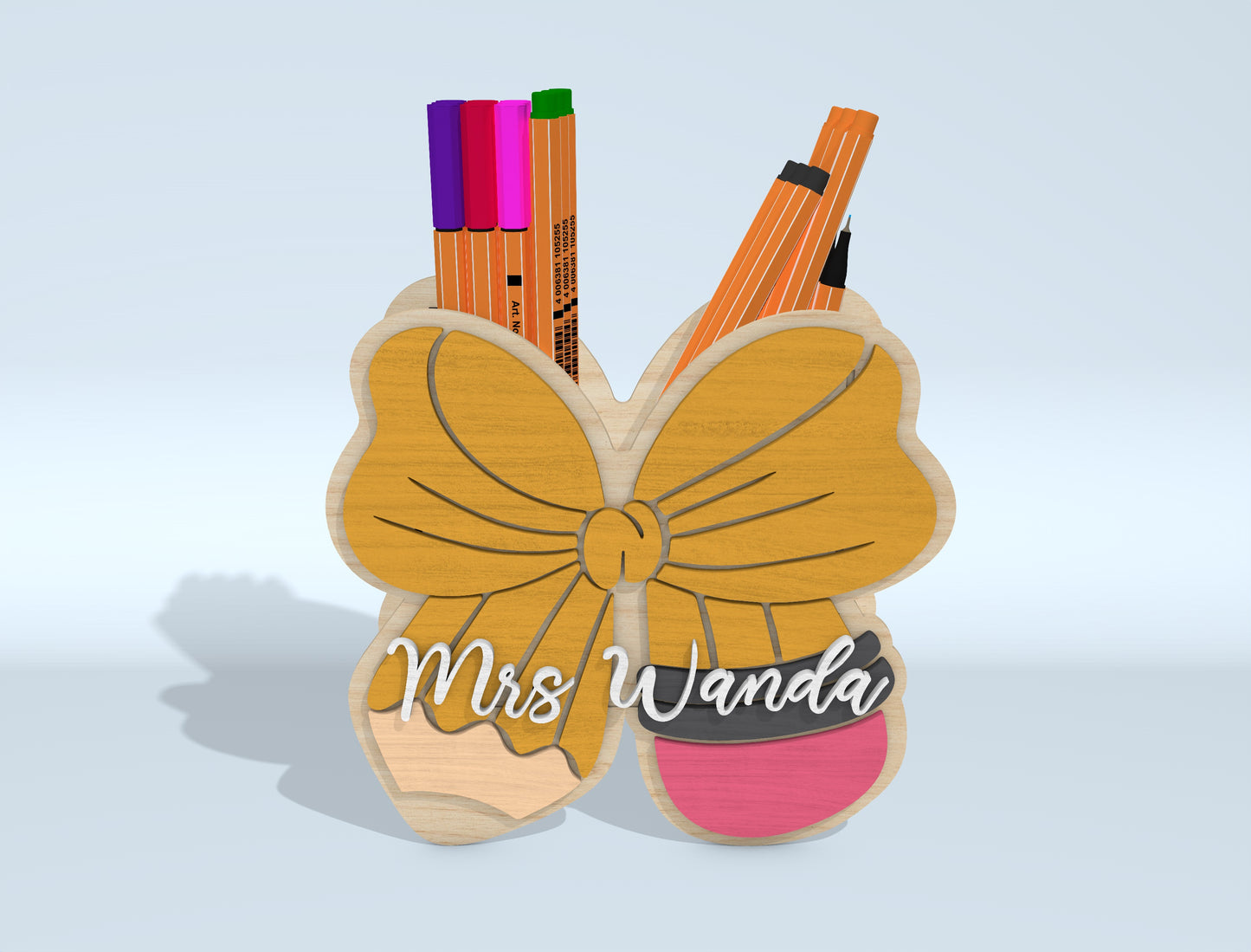 Personalized Butterfly Pen Holder SVG Bundle for Glowforge and xTool