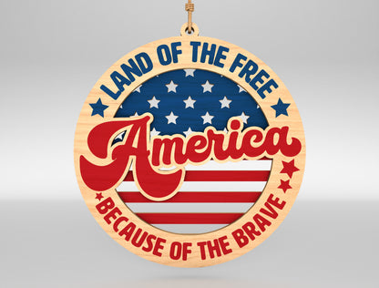 Land of the Free America Ornament SVG for Glowforge and xTool