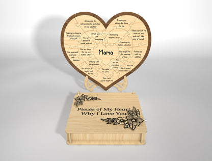 Why I Love You Heart Puzzle SVG Pieces of My Heart for Glowforge