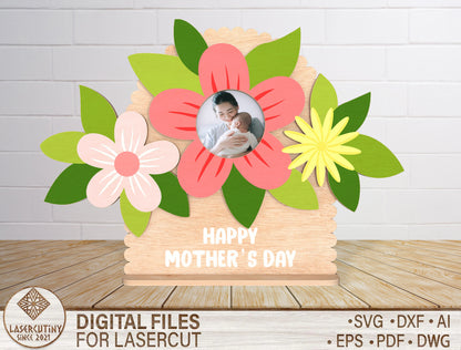Mother's Day Floral Photo Frame SVG Bundle for xTool and LightBurn