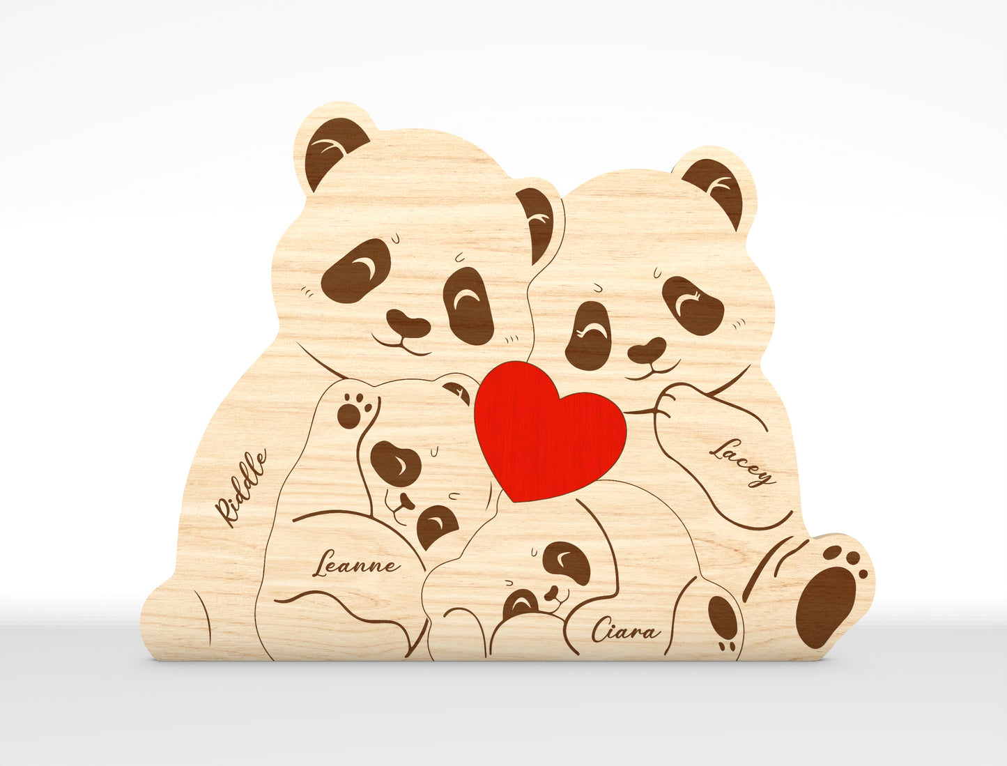 Personalized Family Bear Puzzle SVG Laser Cut File for Glowforge and LightBurn