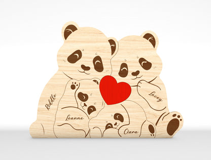 Personalized Family Bear Puzzle SVG Laser Cut File for Glowforge and LightBurn