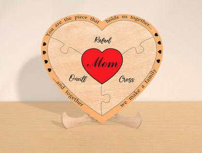 Personalized Mom Heart Sign SVG Custom Kids Name for Glowforge