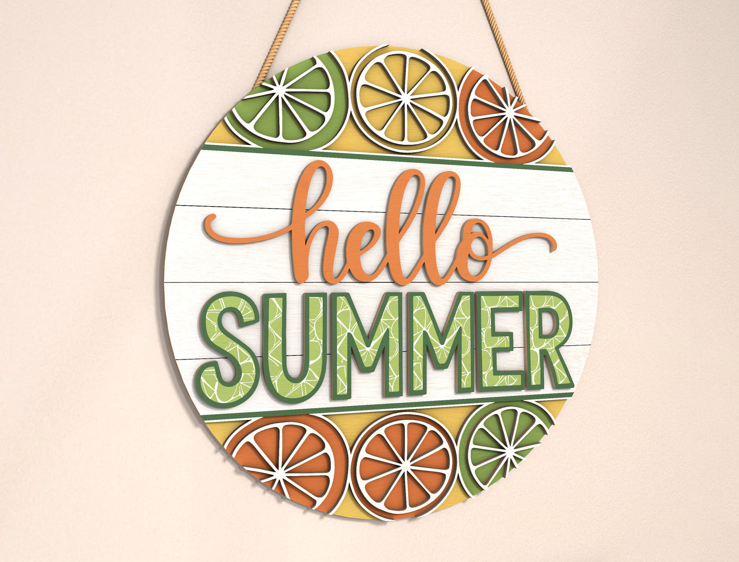 “Hello Summer” Citrus Door Sign SVG for Glowforge and xTool