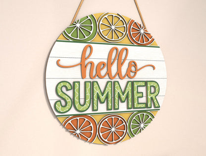 “Hello Summer” Citrus Door Sign SVG for Glowforge and xTool