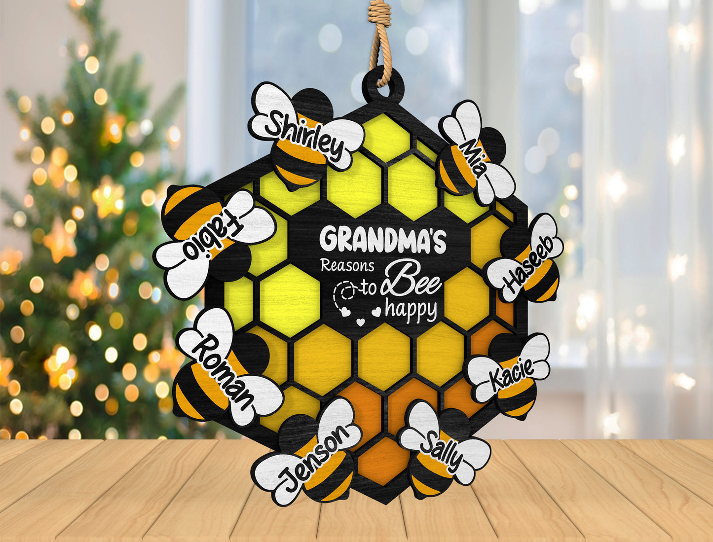 Personalized Grandma Bee Ornament SVG for Glowforge and xTool
