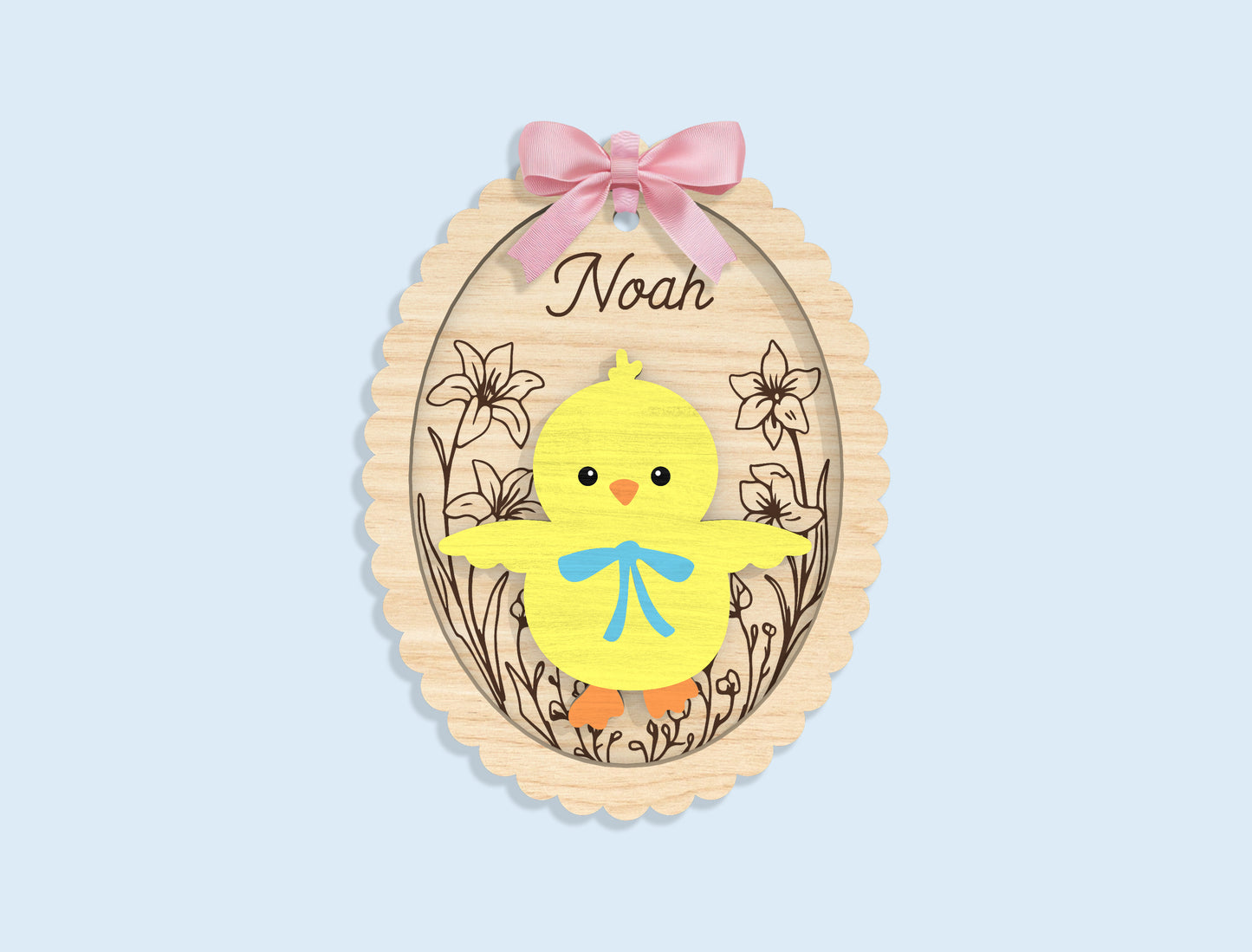 Personalized Bunny Chick Ornament SVG Bundle 16 Designs for Glowforge
