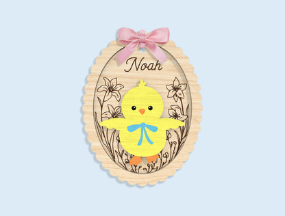 Personalized Bunny Chick Ornament SVG Bundle 16 Designs for Glowforge