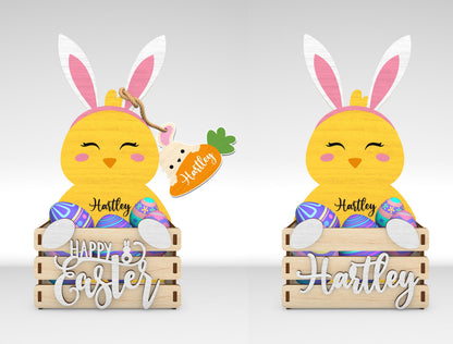 Personalized Easter Basket Holder SVG Kids Name Bundle for Glowforge and xTool