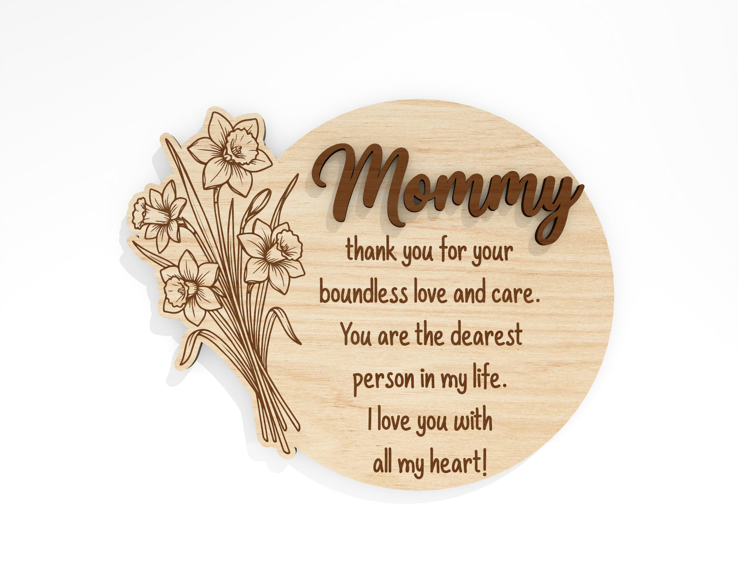 Round Mom Quote Sign SVG Mother's Day Wall Decor Laser Cut File for xTool and Glowforge
