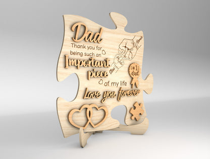 Dad Puzzle Piece Sign SVG for Glowforge and xTool