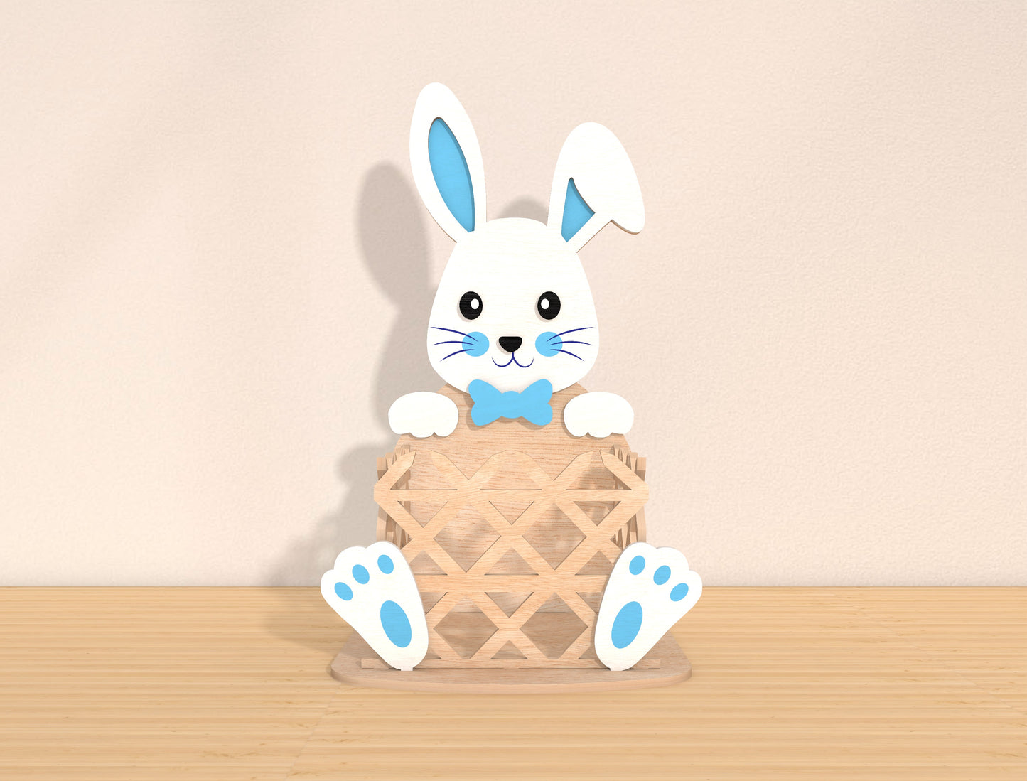 Easter Bunny Basket SVG Wooden Rabbit Egg Basket Spring for Glowforge