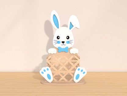 Easter Bunny Basket SVG Wooden Rabbit Egg Basket Spring for Glowforge