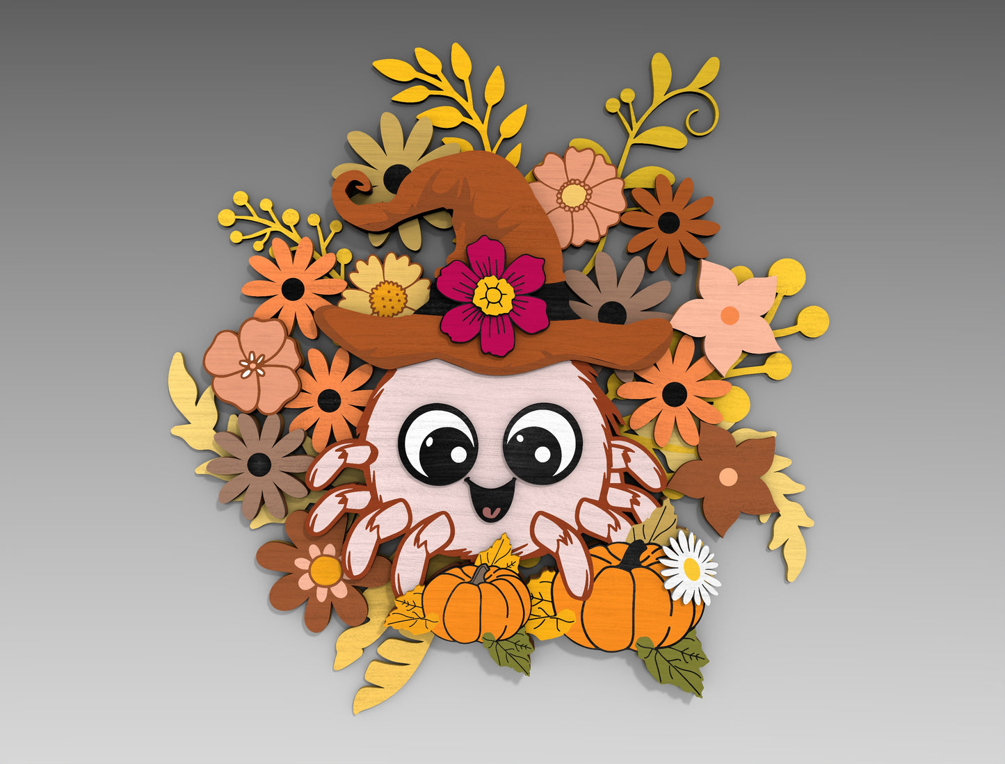 Halloween Spider Flower SVG Bundle Standing Shelf Sitter for LightBurn xTool Glowforge 2 Designs