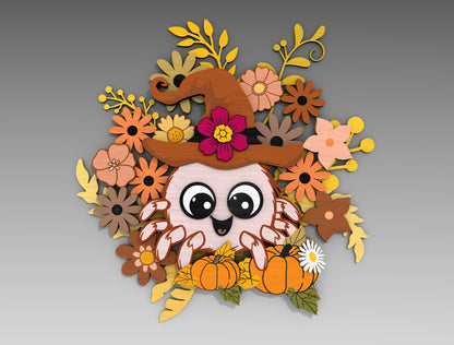 Halloween Spider Flower SVG Bundle Standing Shelf Sitter for LightBurn xTool Glowforge 2 Designs