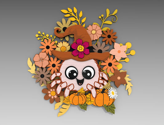 Halloween Spider Flower SVG Bundle Standing Shelf Sitter for LightBurn xTool Glowforge 2 Designs