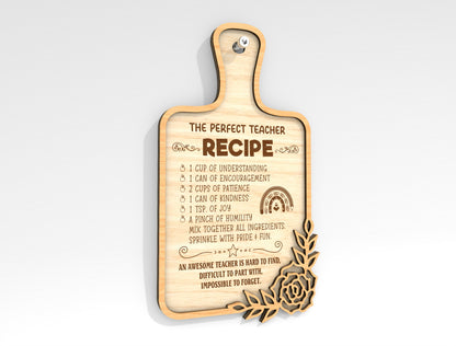 Teacher Recipe Sign SVG Laser Cut File for Glowforge and LightBurn