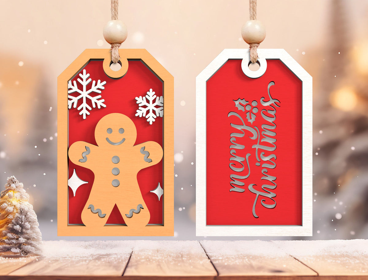 Layered Christmas Gift Tag Ornament SVG Bundle 2