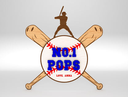 No.1 Dad Baseball Sports Sign SVG Laser Cut File for Glowforge and xTool