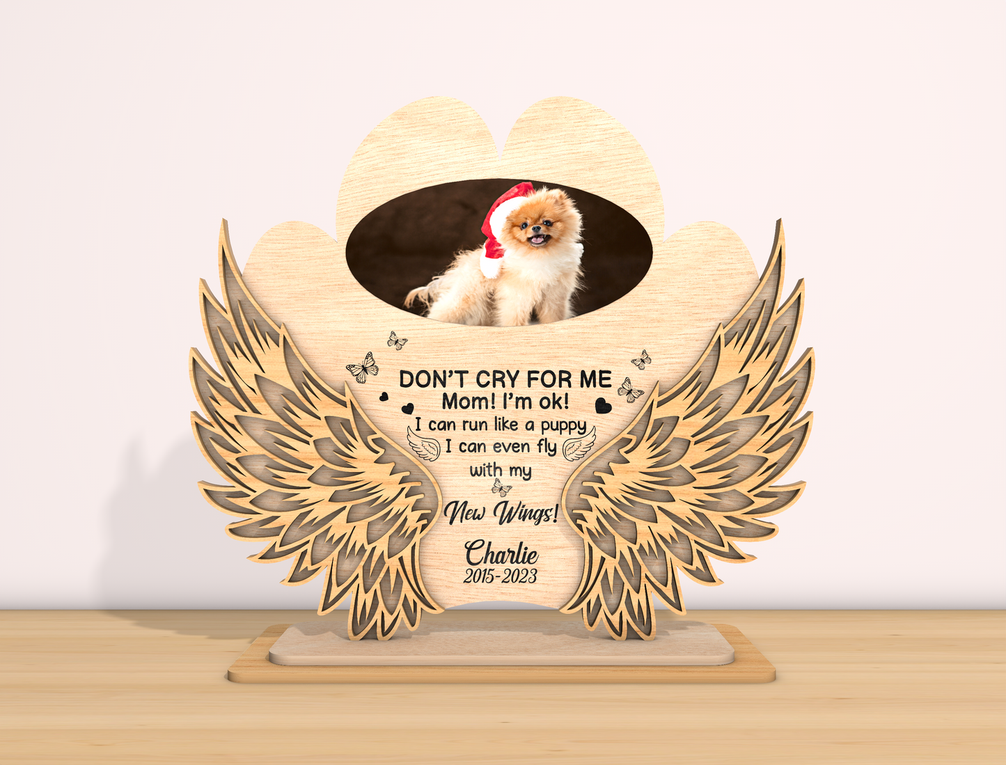 Dog Paw Angel Wings Photo Memorial SVG for Glowforge Users