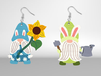 Easter Gnome Earrings SVG Set 8 Cute Bunny Jewelry for LightBurn and xTool