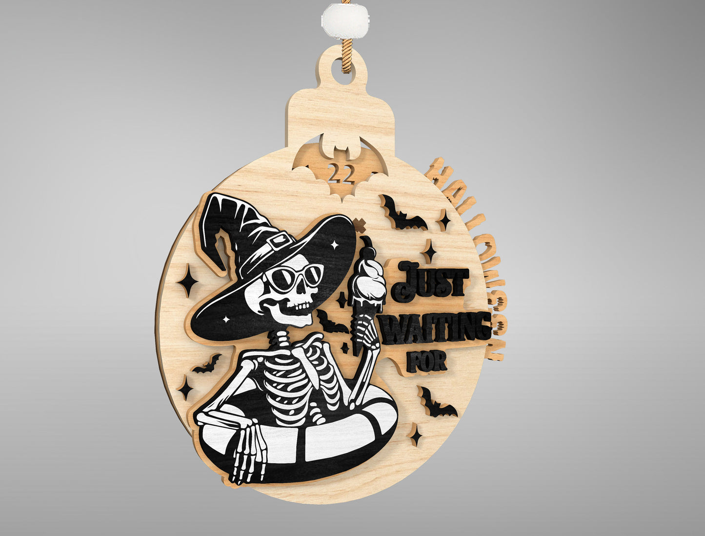 Halloween Skeleton Countdown Ornament SVG for Glowforge xTool LightBurn