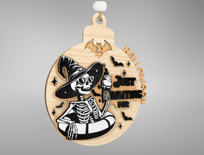 Halloween Skeleton Countdown Ornament SVG for Glowforge xTool LightBurn