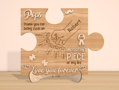 Father’s Day Puzzle Sign SVG Laser Cut File | Personalized Dad Gift | Wooden Family Keepsake | Glowforge, xTool, LightBurn, etc.