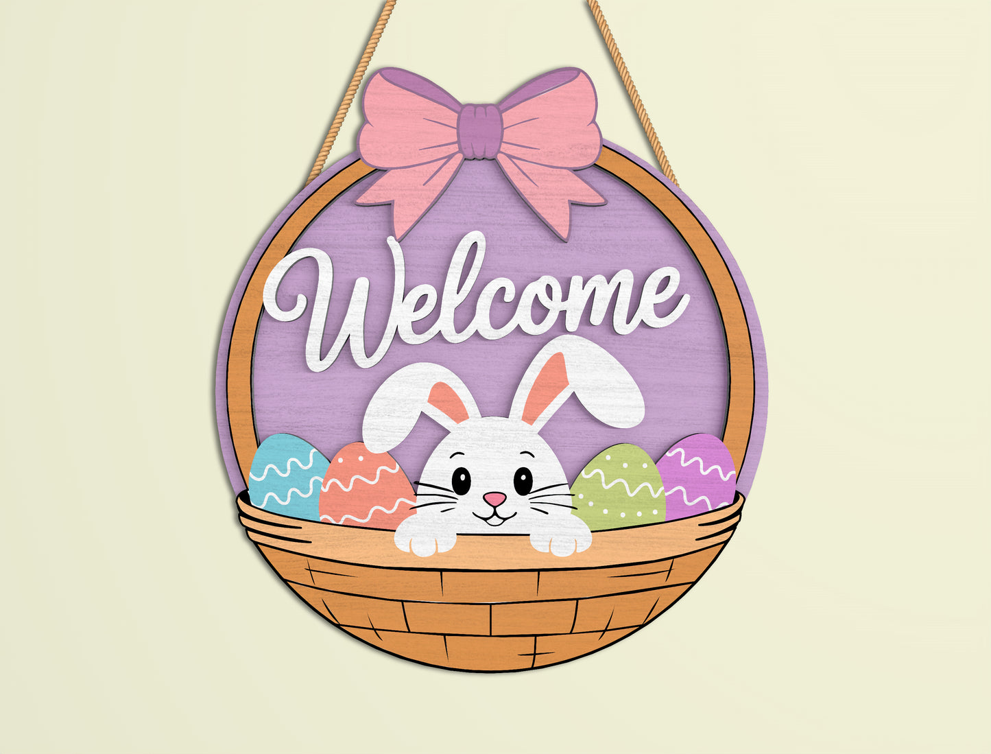 Easter Bunny Door Sign SVG Bundle Cute Bunny Quote for LightBurn