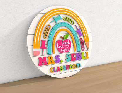 Personalized 3D Teacher Door Sign SVG Bundle Classroom Decor Laser Cut File for xTool