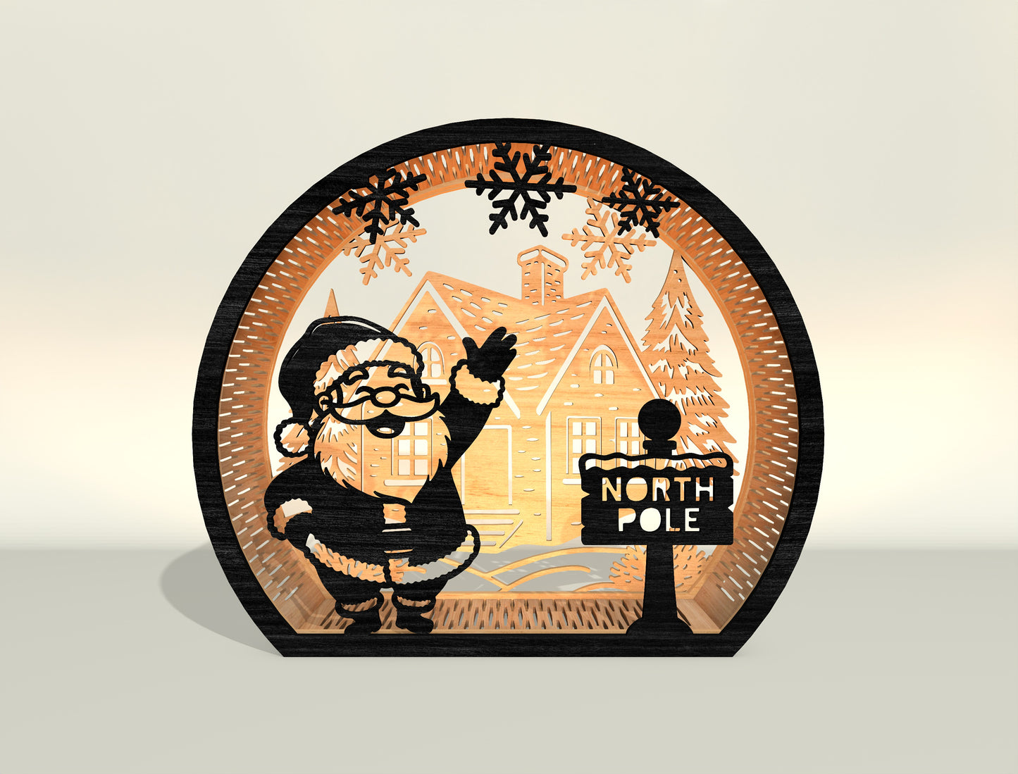 Christmas Santa Scene Lantern Laser Cut File | Ready to Cut | Glowforge, xTool, LightBurn, etc.