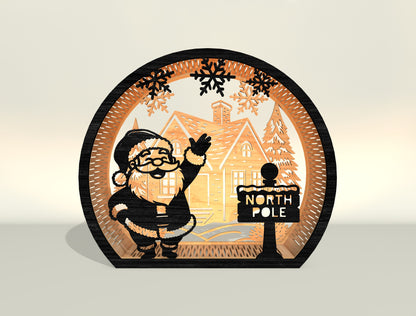 Christmas Santa Scene Lantern Laser Cut File | Ready to Cut | Glowforge, xTool, LightBurn, etc.