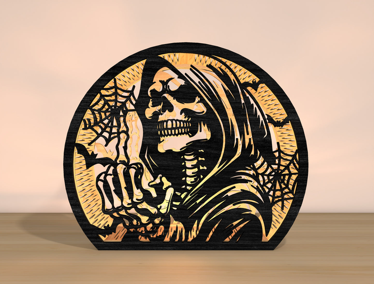 Halloween Grim Reaper Lantern SVG Bundle Laser Cut File | Spooky Skeleton Light Decor | Gothic Shadow Lantern | Glowforge, xTool, LightBurn, etc.