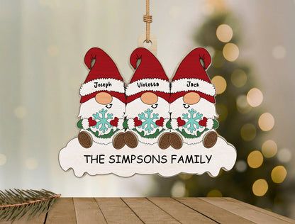 Personalized Gnome Family Christmas Tree Ornament SVG Bundle 3
