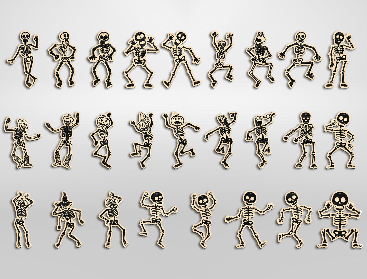 Halloween Skeleton Dangle Earrings SVG Bundle Designs for Glowforge xTool
