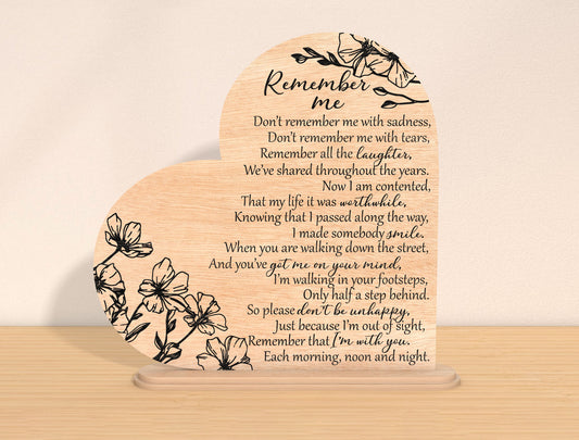 Remember Me Memorial SVG Laser Cut File for Glowforge